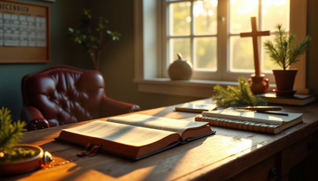 Desk with bible